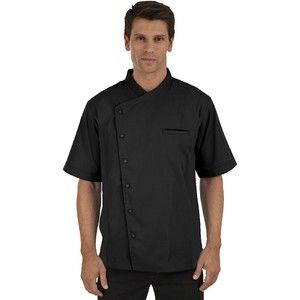 Mens Short Sleeve Chef Coat with Mesh Sides (XXX-Large, Black)